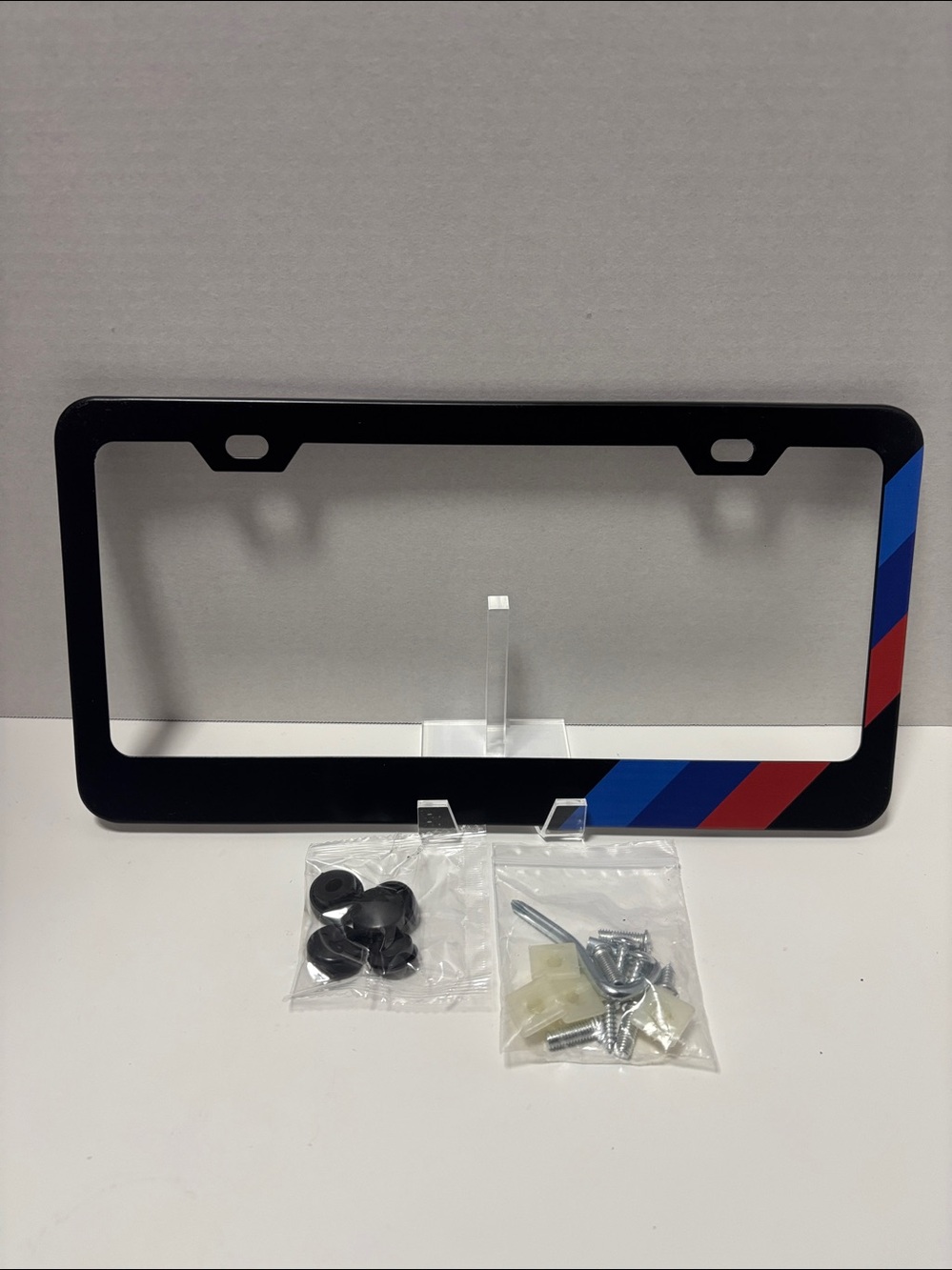 Red & Blue Stripes License Plate Frame